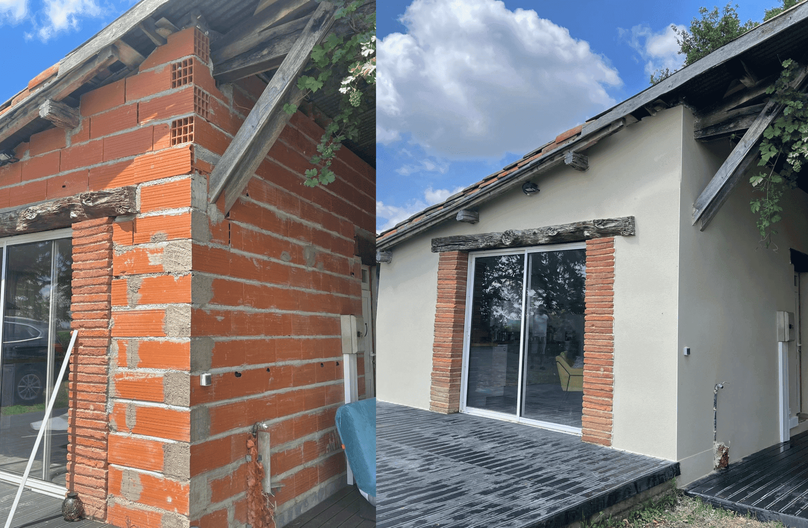 Reprise de façade en brique avant / après en Haute-Garonne