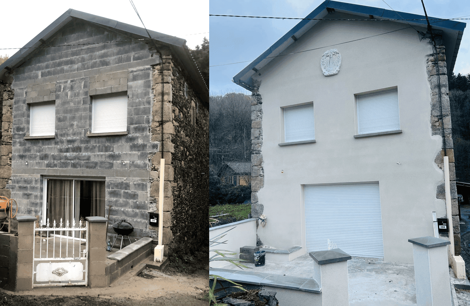 Réfection de façade en pierre avant / après en Haute-Garonne